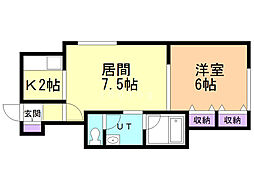 フリーダム 1LDKの間取図画像