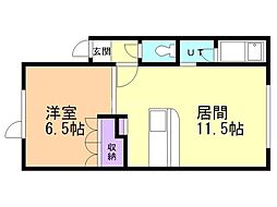 ハイツ65 1LDKの間取図画像