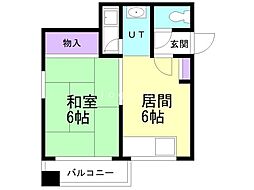 ノースランド.桑島 1DKの間取図画像