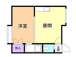 森住販美園マンション 1DKの間取図画像