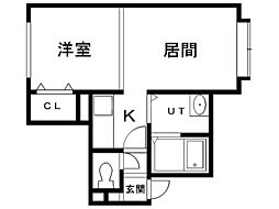 アスティ平岸 1LDKの間取図画像