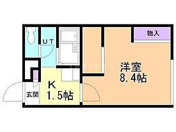 レオパレス福住B 1Kの間取図画像