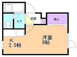 プラザイン月寒 1Kの間取図画像