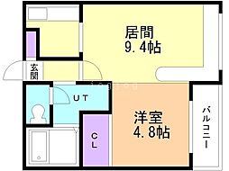 ホークメゾン札幌2号館 1LDKの間取図画像