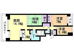 リーベンデール月寒中央 3LDKの間取図画像