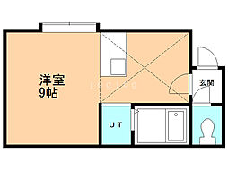 メルヘン平岸壱番館 ワンルームの間取図画像