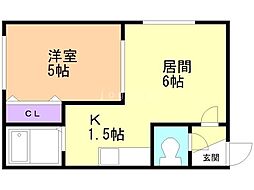 ライズフラット 1DKの間取図画像