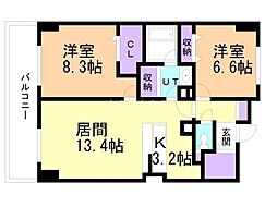 ホーリーフォート南平岸 2LDKの間取図画像