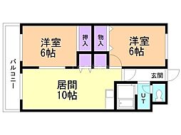 ローヤルハイツ西岡 2LDKの間取図画像