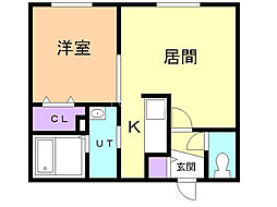 ガーデンコート美園 1LDKの間取図画像