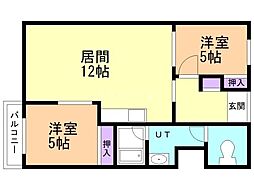 シャトーひらぎし 2LDKの間取図画像