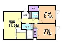 SGハイツ月寒 2LDKの間取図画像