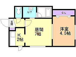 マープル平岸 1DKの間取図画像