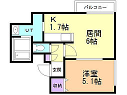パークコート平岸 1LDKの間取図画像