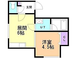 ヴィアルCity豊平 1DKの間取図画像