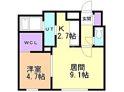 Bellissimo澄川 1LDKの間取図画像