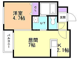 リバージュL38 1LDKの間取図画像