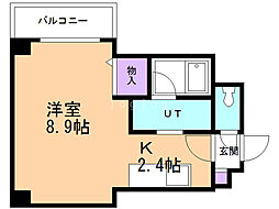 アルコン平岸3・4 1Kの間取図画像
