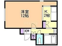 グレイシャス美園 1Kの間取図画像