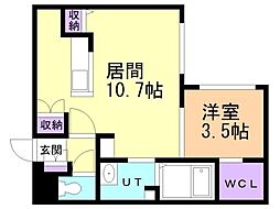 casaAT月寒中央 1LDKの間取図画像