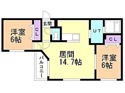KINOS16 2LDKの間取図画像