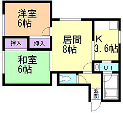 パレス石山 2LDKの間取図画像