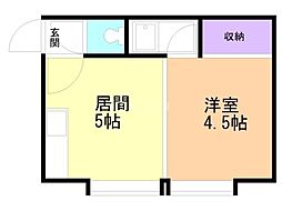 クルーズハウス南平岸 1DKの間取図画像