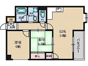 大阪府大阪市東淀川区豊里２丁目（賃貸マンション2LDK・6階・55.00㎡） その2