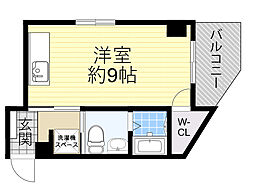 阪急千里線 千里山駅 徒歩1分の賃貸マンション 3階ワンルームの間取り