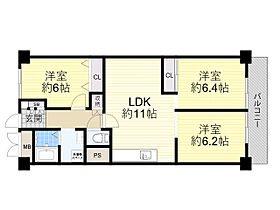 大阪府大阪市淀川区宮原２丁目（賃貸マンション3LDK・6階・64.90㎡） その2