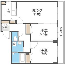 ラディア山鼻 2LDKの間取図画像
