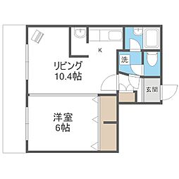 リバーサイド共応 1LDKの間取図画像