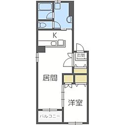 札幌市営南北線 真駒内駅 徒歩18分の賃貸マンション 4階1LDKの間取り