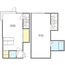 札幌市営南北線 自衛隊前駅 徒歩2分の賃貸アパート 2階1LDKの間取り
