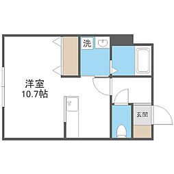 札幌市営東西線 菊水駅 徒歩3分の賃貸マンション 4階1Kの間取り