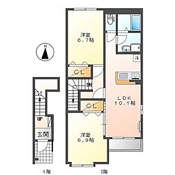 サンフォレスタA 2LDKの間取図画像