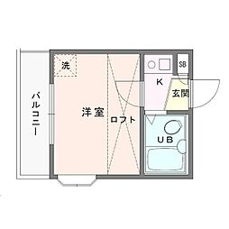 サーフ松風町 1Kの間取図画像