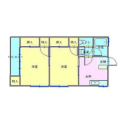 澤地アパート 2Kの間取図画像