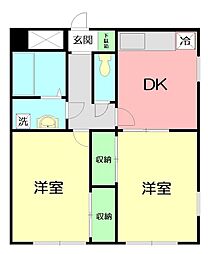 ストークハイツB 2DKの間取図画像
