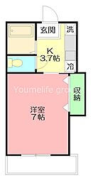 ベルハイム21 1Kの間取図画像