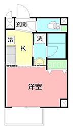 グレースコート平塚 1Kの間取図画像