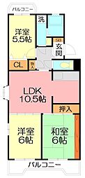サンハイム神谷 3LDKの間取図画像