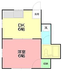 ルイシャトレ富士見A棟 1DKの間取図画像