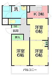 メゾン足柄 3Kの間取図画像