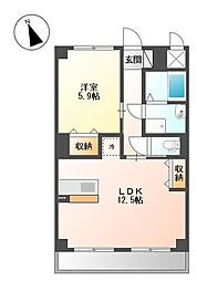 サンアルチェA 1LDKの間取図画像