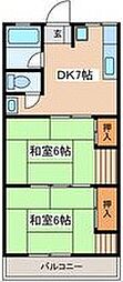 シティハイムエクセレント 2DKの間取図画像