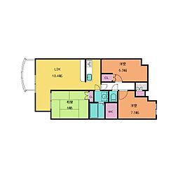 フィールドサン 3LDKの間取図画像