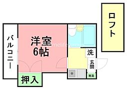 グランフォレスト 1Kの間取図画像