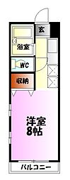 ベルシオン丸久B 1Kの間取図画像