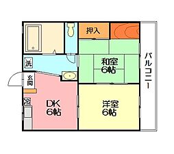 マンション瀬戸 2DKの間取図画像